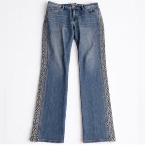 DRIFTWOOD Audrey Blue Embroidered Geometric Side-Trim Jeans 31